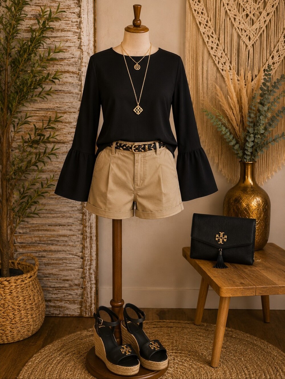 J McLaughlin BLACK Top w/ bell Sleeve Size MEDIUM